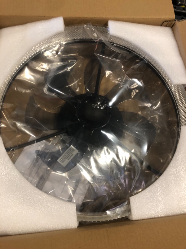 Photo 1 of zouzai Ceiling Fans with Lights, 20" Flush Mount Ceiling Fan with Remote & APP Control, Black Low Profile Ceiling Fan with 6 Wind Speeds