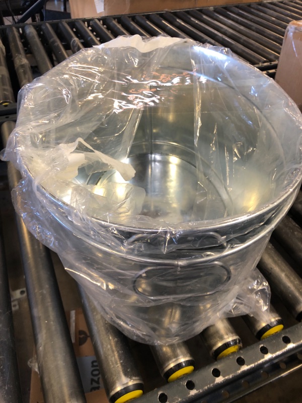 Photo 1 of Large 6-Gallon Galvanized Tin Beverage Tub, 20x14x10 inches (Pack of 2)