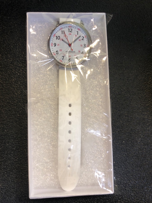 Photo 1 of TWOPTION Nurse Watch for Women Waterproof Analog Silicone Watch with Second Hand Nursing Easy Read Dial Nurse Watches(White)