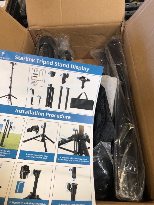 Photo 1 of Starlink Mount Gen 3, Starlink Tripod Stand with Mount Adapter, Adjustable Height Starlink Tripod Mount Gen 3, 90° Tilt Angle Adjustment Starlink Antenna Pipe Adapter (Black)