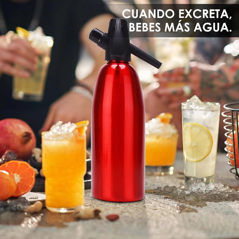 Photo 1 of Soda Siphon, 1L Carbonated Water Machine, Soda Maker, Portable Aluminium Sparkling Water Maker for Home Bar Making Cocktails DIY Sparkling Drinks, Use 8 gram CO2 Cartridges (Not Included)