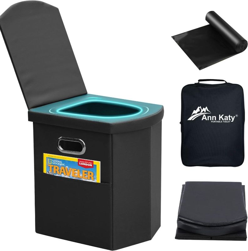 Photo 1 of Portable Toilet for Adults, Extra Large Portable Travel Floding Toilet, Camping Tall Toilets with Lid for Adults and Kids Compact Potty for Car,Hiking,Beach and Camping