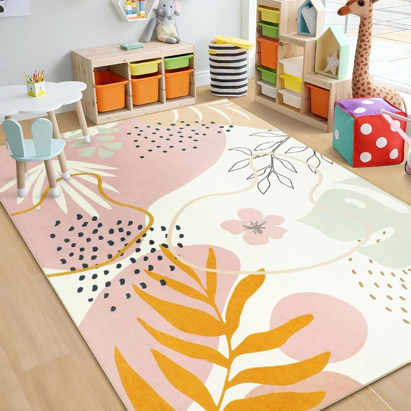 Photo 1 of Kids Rug, Kids Carpet Playmat Non-Slip 5x7 Area Rugs Machine Washable Rug, Low Pile Lightweight Print Nursery Rug Carpet for Children Playroom Living Room Bedroom Dining Room Classroom Decor