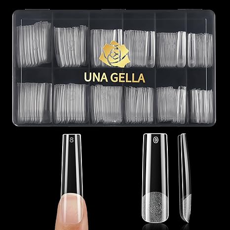 Photo 1 of UNA GELLA Extra Long Tapered Sqaure Nail Tips, Pre-buffed 240Pcs Square Gel Nail Tips No C Curve XXL Long Square Press on Nails Full Cover Straight for Nails Extension Home DIY Salon 12 Sizes