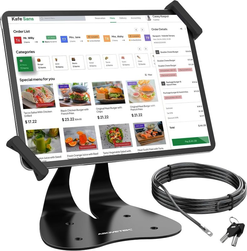 Photo 1 of AboveTEK Anti-Theft iPad Kiosk Stand, 360° Swivel POS Tablet Mount with Security Cable & Key, Fits 7–13-inch iPad & Samsung Galaxy Tab, Perfect for Retail & Business