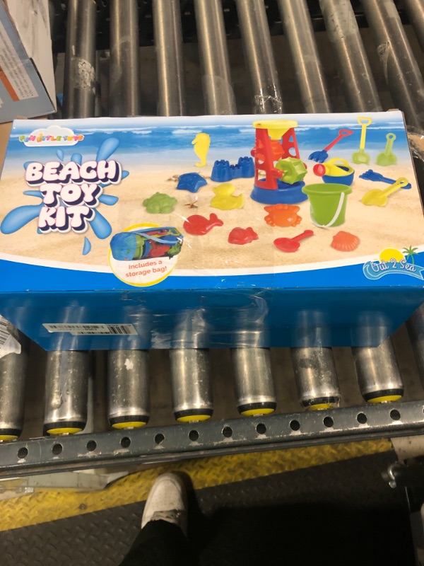 Photo 1 of Beach Toys, 19 Piece Sand Toys Set Kids Sandbox Toys Includes Water Wheel Beach Tool Kit Bucket Watering Can Molds with Mesh Bag for Kids Ages 3-13