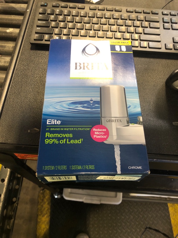 Photo 1 of Brita Faucet Mount Water Filter System, Chrome, No-Wait Filtration, Easy Install, Multi-Use Tap Water Filter for Kitchens, Bathrooms & Small Spaces