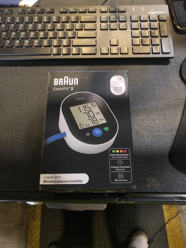 Photo 1 of Braun ExactFit™ 2 Blood Pressure Monitor for Home Use - Accurate Blood Pressure Machine, Color-Coded Results, Large Display BP Monitor, Universal Upper Arm Cuff, 30 Memory Slots, FSA and HSA Eligible