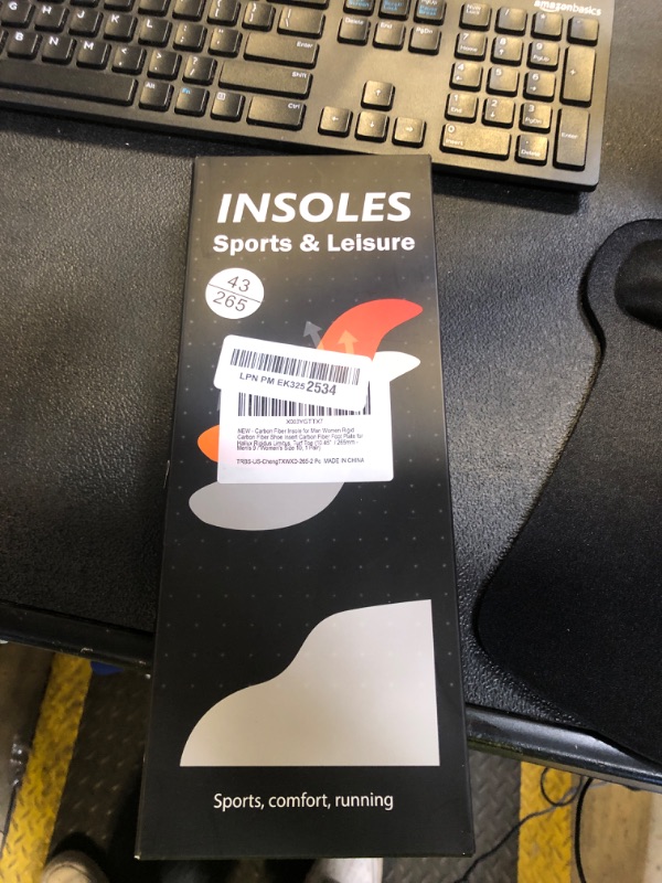 Photo 1 of Carbon Insole for Men & Women - Rigid Shoe Insert & Foot Plate for Hallux Rigidus, Turf Toe - 10.45' / 265mm (Men's 9 / Women's 10, 1 Pair)