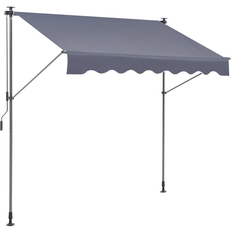 Photo 1 of VEVOR Manual Retractable Awning, 118" Outdoor Retractable Patio Awning Sunshade Shelter, Adjustable Patio Door Window Awning Canopy with 39" Sun Shade Curtain for Backyard, Garden, Balcony
