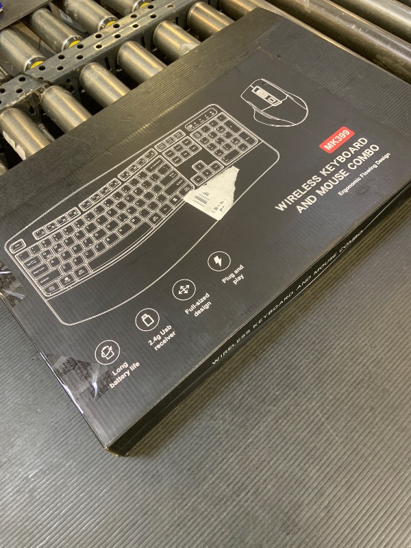 Photo 1 of Wireless Keyboard and Mouse Combo, 2.4G Full Size Wave Keys Ergonomic Keyboard with Wrist Rest and 3-Level DPI Adjustable Wireless Ergonomic Mouse for Windows, Mac OS Desktop/Laptop/PC(Black)