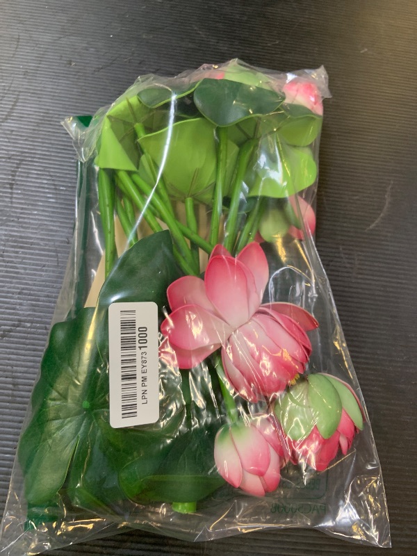 Photo 1 of SNAIL GARDEN 2 Bouquets Artificial Lotus Flowers, Real-Touch Water Lily Simulation Tabletop Flower for Party, Home Office Arrangements Indoor Outdoor Decoration