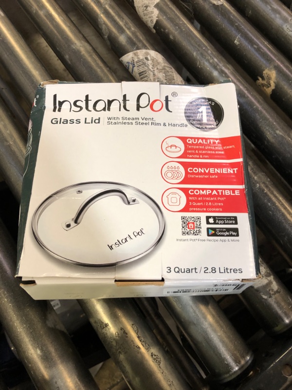 Photo 1 of Instant Pot Tempered Glass Lid, 7.6-In, Mini 3-Qt, , Cooking Pot Lid, Stainless Steel Handle and Rim, Clear