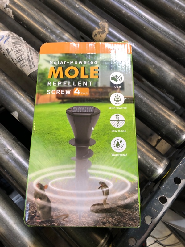 Photo 1 of 4 Pack Mole Repellent Solar Powered, Snake Vole Repellent Outdoor, Solar Powered Gopher Chaser for Lawn and Garden, Waterproof Sonic Spikes, Get Rid of Moles, Groundhogs, and Rodents