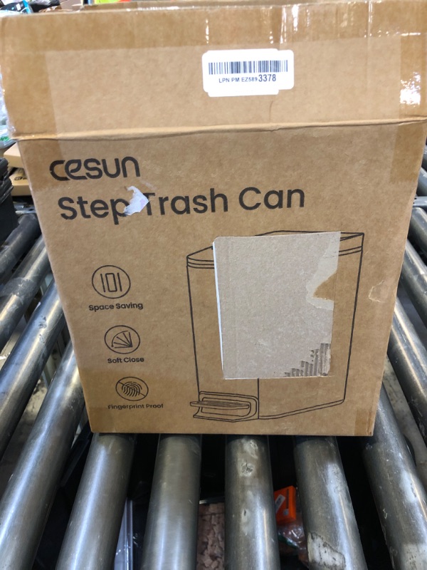 Photo 1 of Cesun Small Bathroom Trash Can with Lid Soft Close, Step Pedal, 6 Liter / 1.6 Gallon Stainless Steel Garbage Can with Removable Inner Bucket, Anti-Fingerprint Finish (Creamy White)