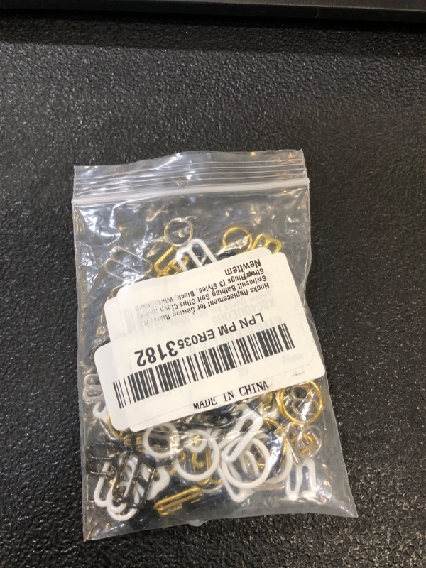 Photo 1 of JJUNW 120PCS Bra Strap Hooks, Metal Bra Hooks Replacement for Sewing Bikini Halter Swimsuit Bathing Suit Clips Clasp and Bra Strap Rings (3 Styles, Black, White, Gold, Silver)
