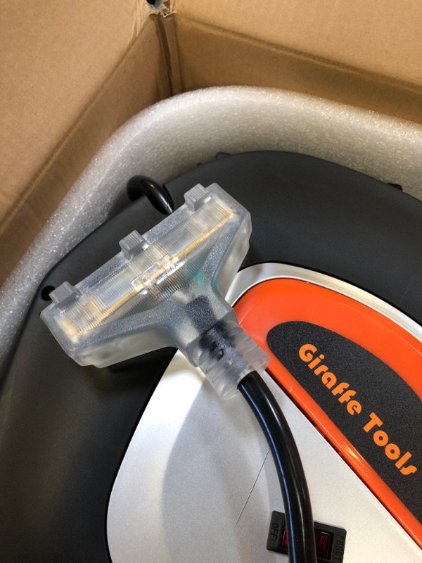Photo 1 of Giraffe Tools Retractable Power Cord Reel, 50ft 12AWG/3C SJT Heavy Duty Extension Cord Storage Reel Wall/Ceiling Mount for Garage with Lighted Triple Tap