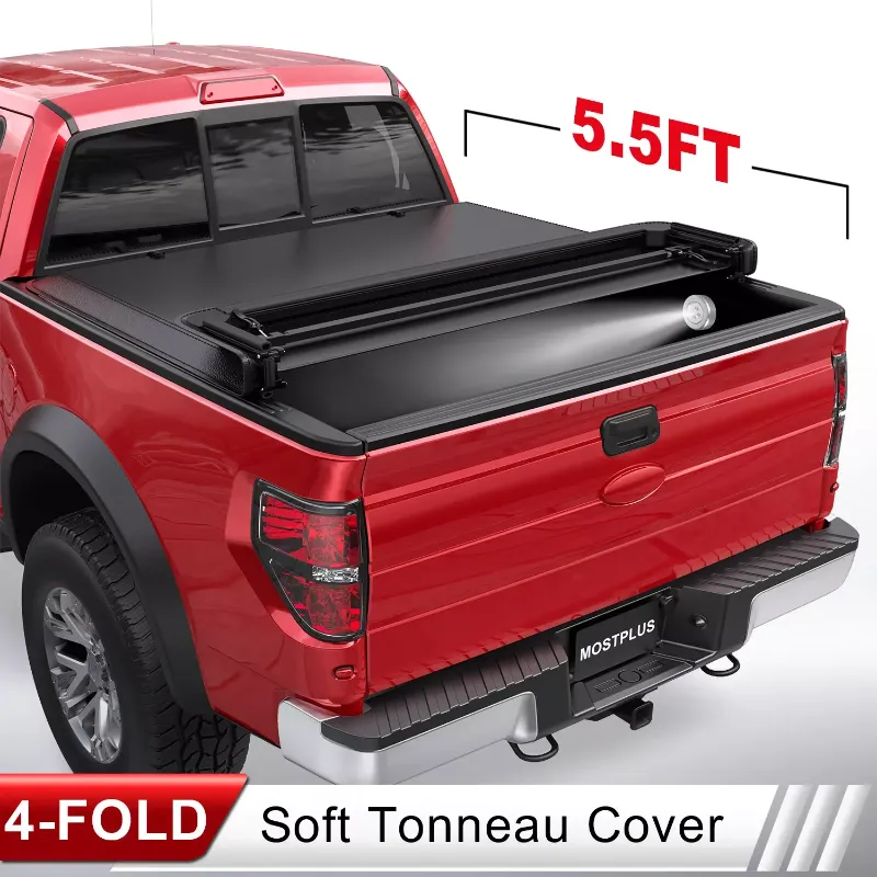 Photo 1 of MOSTPLUS 5.5FT Quad Fold/4 Fold Soft Truck Bed Tonneau Cover for 2015-2024 Ford F150 F-150

