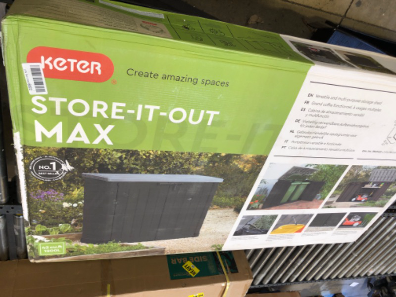Photo 1 of Keter Store-It-Out Prime XL 4.75 x 2.6 Foot Resin Outdoor Storage Shed with Double Doors and Easy Lift Hinges, Perfect for Trash Cans, Garden and Yard Tools, and Pool Toys, Black