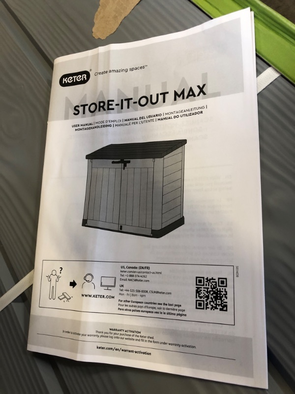 Photo 1 of Keter Store-It-Out Prime XL 4.75 x 2.6 Foot Resin Outdoor Storage Shed with Double Doors and Easy Lift Hinges, Perfect for Trash Cans, Garden and Yard Tools, and Pool Toys, Black