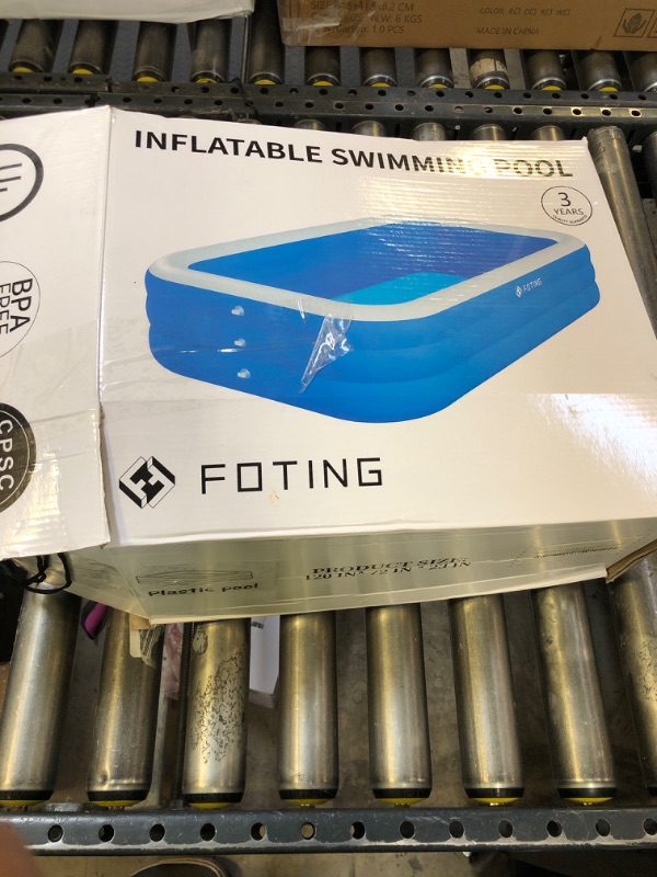 Photo 1 of FOTING Inflatable Pool for Adults and Kids 120" X 72" X 22" with Electric Pump & Carrying Bag, Full-Sized Blow Up Pool Oversized Thickened Family Large Swimming Pool for Backyard Garden Outdoor Summer