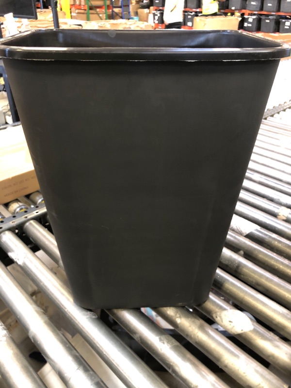 Photo 1 of Amazon Basics Trash Can, Rectangular Commercial Office Wastebasket, 10 Gallon (Pack Of 1), Black (Previously AmazonCommercial brand)