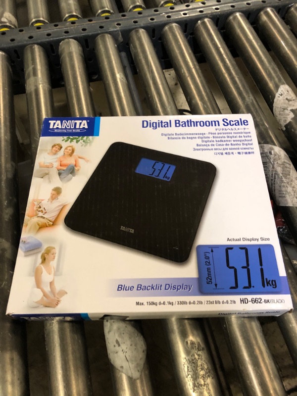 Photo 1 of Tanita HD-662 Digital Weight Scale (Black) - Japan Technology Bathroom Scale with 330 lb Weight Capacity - 2" Blue Backlit Large LCD Display - Accurate, Durable, Step-On Operation