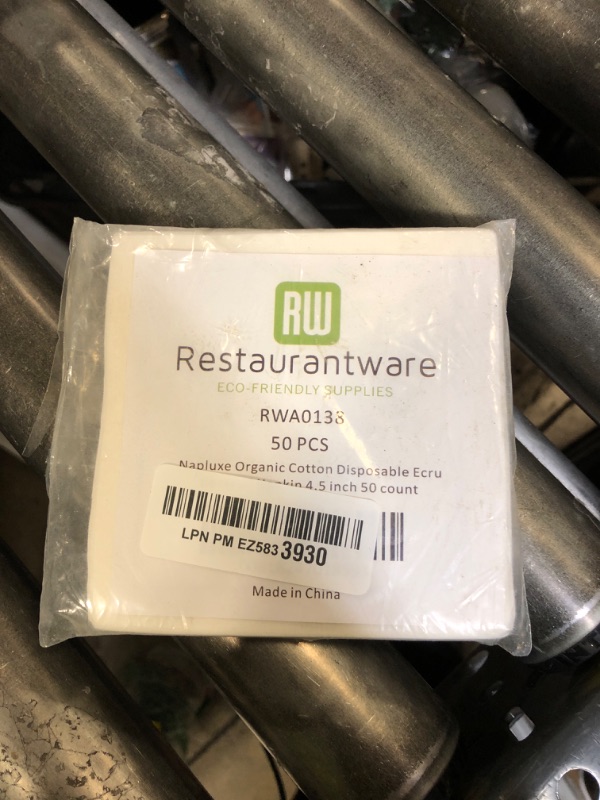 Photo 1 of Restaurantware Napluxe Organic Cotton Cocktail Beverage Napkins - Soft and Durable 4.5" x 4.5" Ecru Paper Napkins - Disposable and Recyclable - 50-CT Roll- Restaurantware