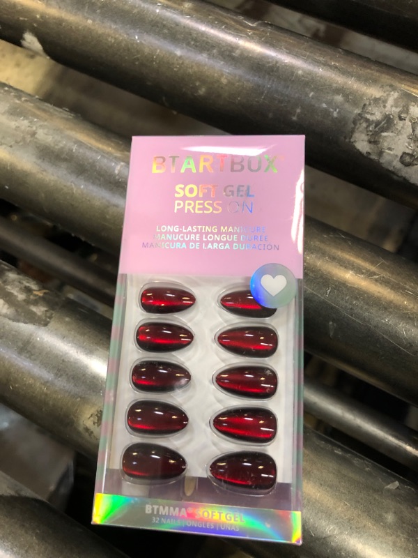 Photo 1 of BTArtbox Press On Nails Short - Vampire's Gaze, Deep Red Cat Eye Almond Halloween Press On Nails with Glue for Women, Glossy Glue On Nails in 16 Sizes - 32 Stick On Nails Kit