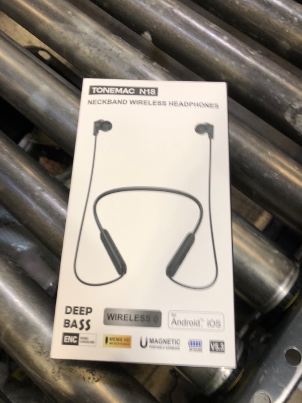 Photo 1 of N18 Neckband Bluetooth Earbuds, Wireless Bluetooth 5.2 Headphones with Microphone, Ultra-Lightweight Comfort, IPX7 Waterproof, Deep Bass Strong Beat, 20H Playtime, Magnetic Earphones (Black)