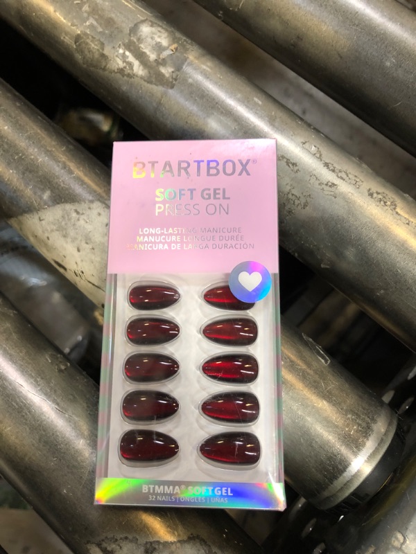 Photo 1 of BTArtbox Press On Nails Short - Vampire's Gaze, Deep Red Cat Eye Almond Halloween Press On Nails with Glue for Women, Glossy Glue On Nails in 16 Sizes - 32 Stick On Nails Kit