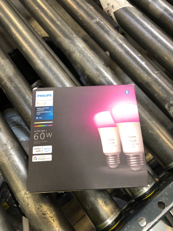Photo 1 of Philips Hue Smart 60W A19 LED Bulb - White and Color Ambiance Color-Changing Light - 2 Pack - 800LM - E26 - Indoor - Control with Hue App - Works with Alexa, Google Assistant and Apple Homekit