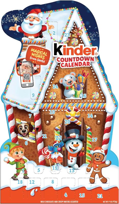 Photo 1 of Kinder Holiday 2025 Advent Calendar, 24 Individually Wrapped Pieces, Chocolatey Candy, 6.9 oz
