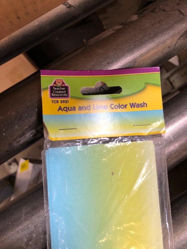 Photo 1 of Teacher Created Resources Aqua and Lime Color Wash Straight Border Trim