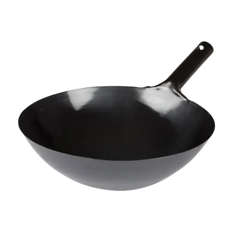 Photo 1 of Winco WOK-34 14" Carbon Steel Stir Fry Pan - No Interior Rivets
