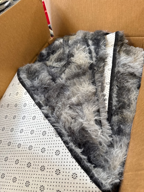 Photo 1 of SOANNY Area Rug for Bedroom Living Room, 8x10 ft Large Tie-Dyed Shag Carpet, Plush Soft Throw Rug for Kids Nursery Lounge, Washable Non-Slip Floor Mat, Dark Grey