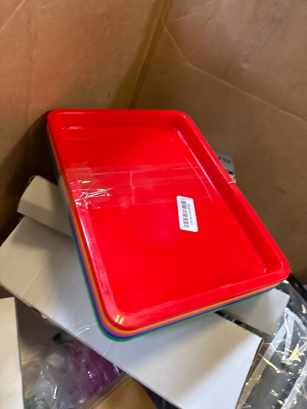 Photo 1 of 10 Pack Large Size Plastic Art Trays,5 Colors Arts and Crafts Organizer Tray,Kids Serving Tray for DIY Projects,Painting,Beads