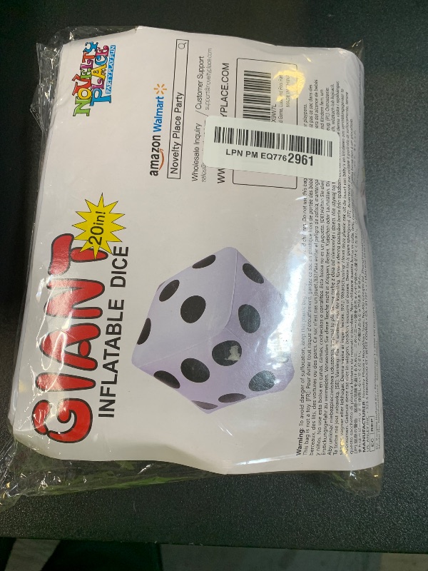 Photo 1 of Novelty Place 2 Pcs Jumbo Inflatable Dice, 20" White and Black Giant Dice for Indoor and Outdoor Broad Game, Ludo and Pool Party
