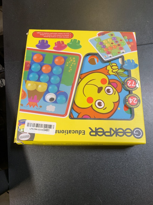 Photo 1 of Geekper 96 PCS Button Art Toys for Toddlers, Color Matching Mosaic Pegboard Early Learning Educational Toys for 3, 4, 5, 6 Year Old Kids Boys and Girls Gifts, Including 24 Pictures and 72 Buttons