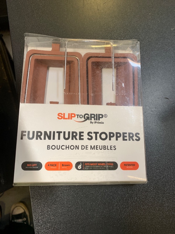 Photo 1 of iPrimio No Lift Wheel Stoppers for Rolling Furniture - Bed and Furniture Stopper - Requires No Lifting of Bed - Keeps Bed and Furniture from Sliding Bed Caster Stopper - Solid Rubber (4 Pack, Brown)