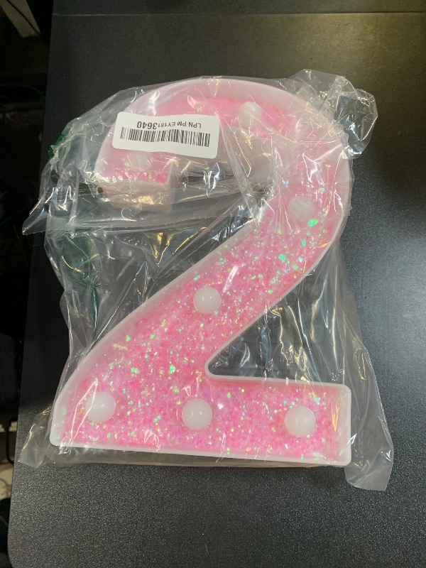 Photo 1 of Pooqla Marquee Numbers Lights, light up Pink Numbers, Glitter Number Night Light Battery Powered Birthday Gift for Boys Girls Christmas Wedding Home Bar Party Decoration, Pink 2