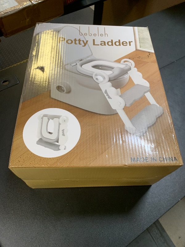 Photo 1 of bebeleh Musical & Sound Toddler Potty Training Seat w/Step Stool Ladder - Collapsible & Adjustable Toilet, Pre Assembled Toddler Toilet Seat w/Music & Sounds - Splash Guard & Anti-Slip Steps - Gray