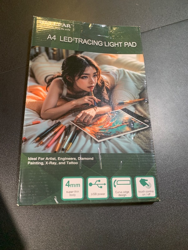 Photo 1 of A4 LED Light Box for Tracing and Drawing - Ultra Thin Adjustable Light Table, USB Trace Light UP Pad Screen, Small Copy Board Tracer for Kids Artists, Sketching, Stenciling, and Art Crafting.