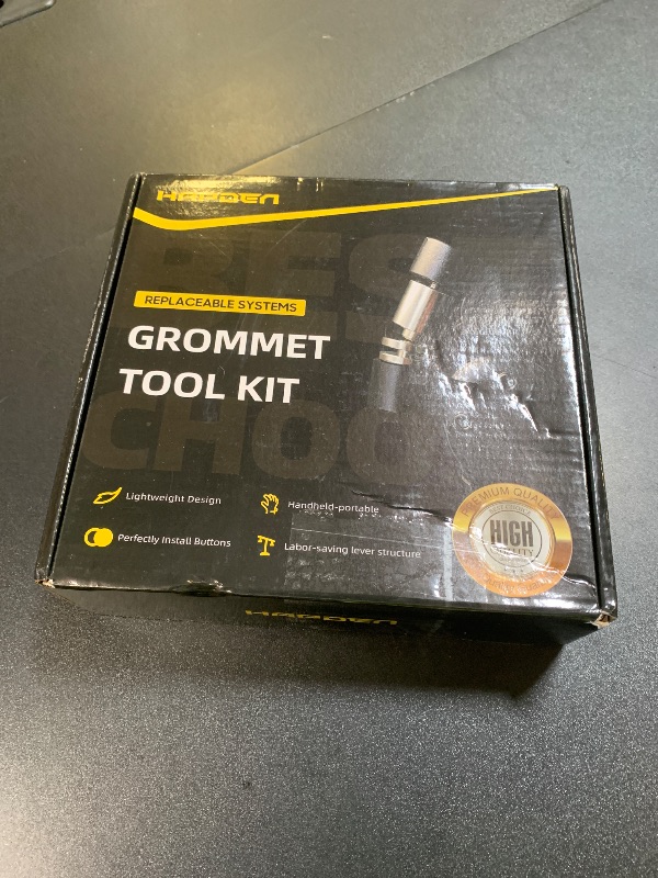Photo 1 of HAPDEN Grommet Tool Kit, 3/8 inch Handheld Eyelet Kit Manual Grommet Press Machine with 500 pcs 10 mm Grommets