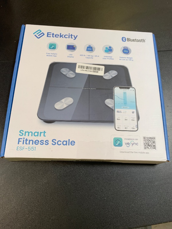 Photo 1 of Etekcity Smart Scale for Body Weight, Bathroom Digital Weighing Scale with BMI, Body Fat, Muscle Mass, Accurate Bluetooth Home User Health Equipment Sync Apps