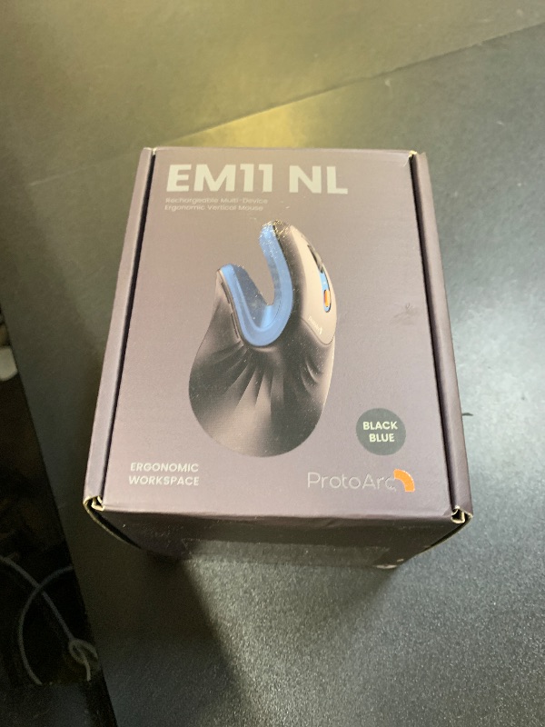 Photo 1 of ProtoArc Ergonomic Mouse, EM11 NL Bluetooth Rechargeable Wireless Vertical Mouse, 3 Multi-Device Connectivity for Computer/PC/Laptop, 2.4GHz Optical Mice for Windows, Mac OS, Blue
