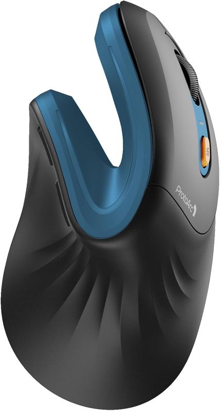 Photo 1 of ProtoArc Ergonomic Mouse, EM11 NL Bluetooth Rechargeable Wireless Vertical Mouse, 3 Multi-Device Connectivity for Computer/PC/Laptop, 2.4GHz Optical Mice for Windows, Mac OS, Blue
