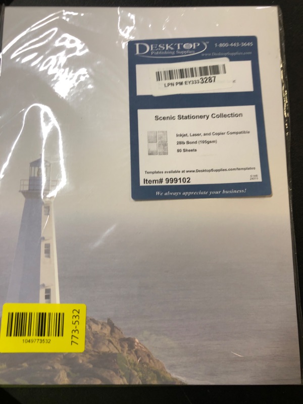 Photo 1 of Scenic Stationery Variety - 4 Beautiful Designs - 80 Sheets - Lighthouse, Waterfall, Mountain, & Ocean Beach Sunset Multicolored
