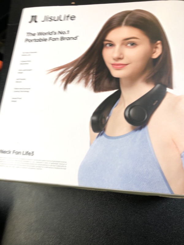 Photo 1 of JISULIFE Portable Neck Fan, Hands-Free Bladeless, 5 Speeds, 4000 mAh Battery Operated Wearable Personal Fan, Twistable, Rechargeable, Gift for Women Men-Black
