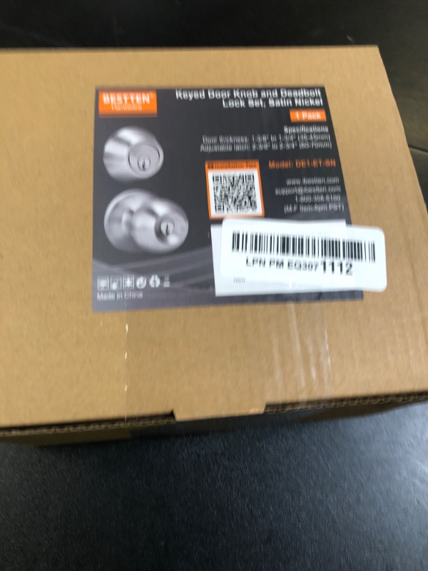 Photo 1 of BESTTEN Keyed Same Exterior Door Knob and Single Cylinder Deadbolt Combo Set, Keyed Alike Entry Door Knobs with Lock and Keys for Entrance and Front Door, Satin Nickel